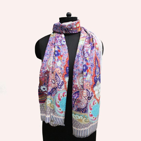 Purple Silk Wool Scarf - Picture 3 of 3